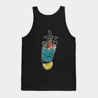 Tattoo Art Skull in Glass With an Island and lemon Tank Top